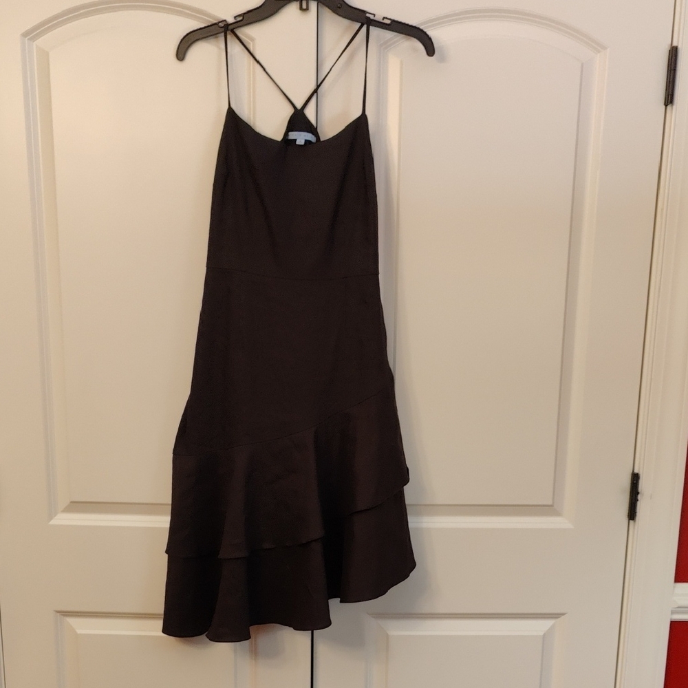 Antonio Melani Black Linen Asymmetrical Dress
